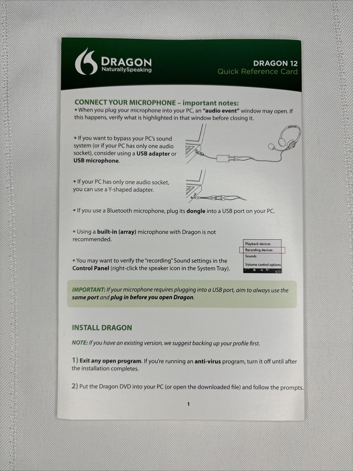 Nuance Dragon Naturally Speaking Premium Edition Version 12 New Open Box Unused