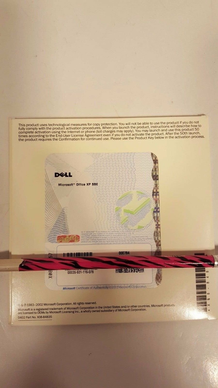 Microsoft Office XP SBE Small Business Dell Installation CD Model X08-73057