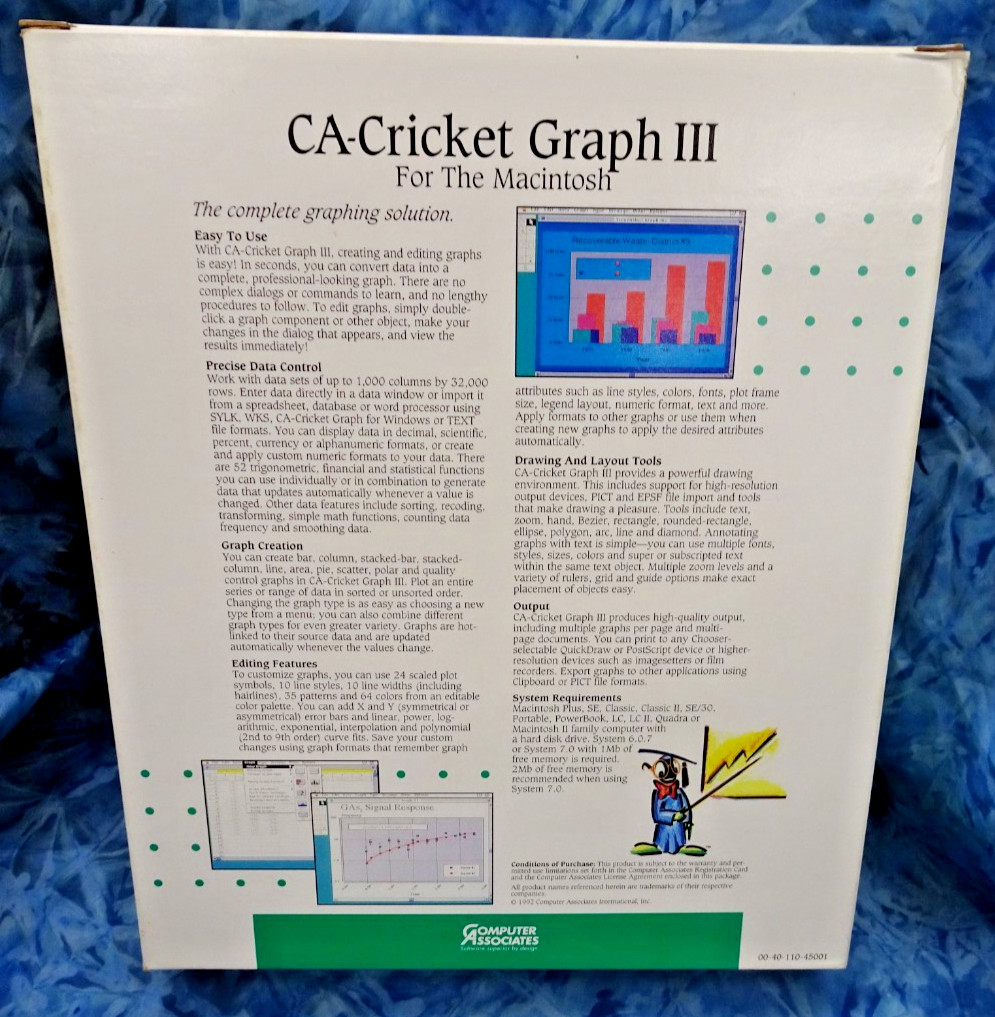 CA-Cricket Graph III for Windows, Computer Associates 1991, Demo Copy, SEALED