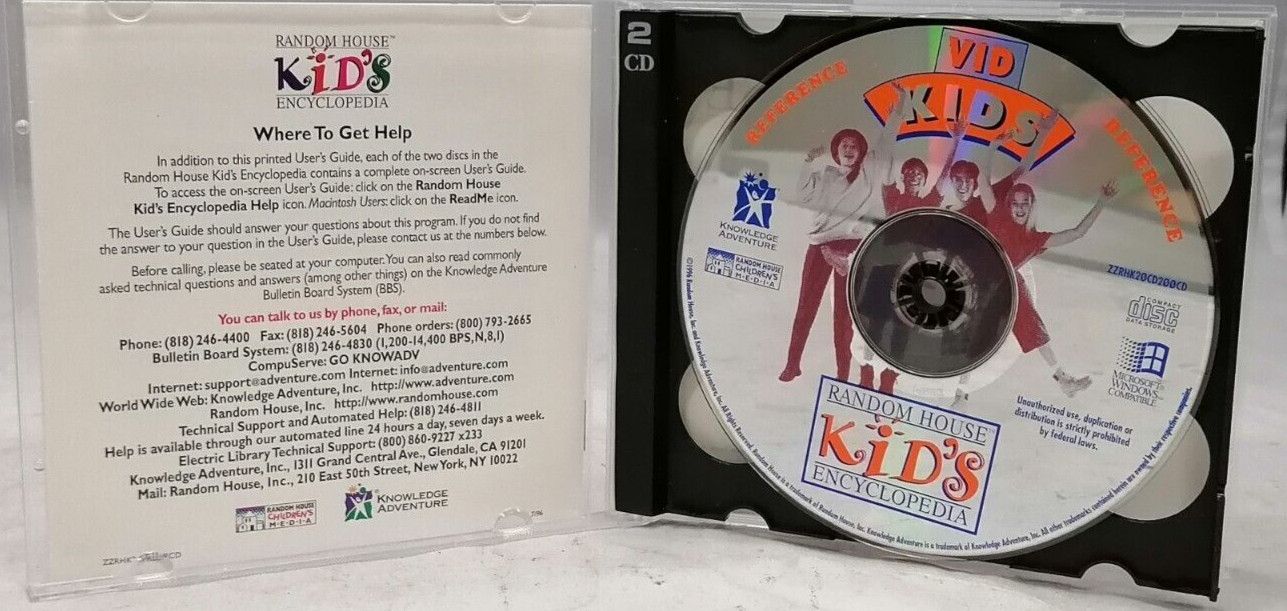Vintage 1996 Random House Kids Encyclopedia P/N: ZZRHK20CD200CD