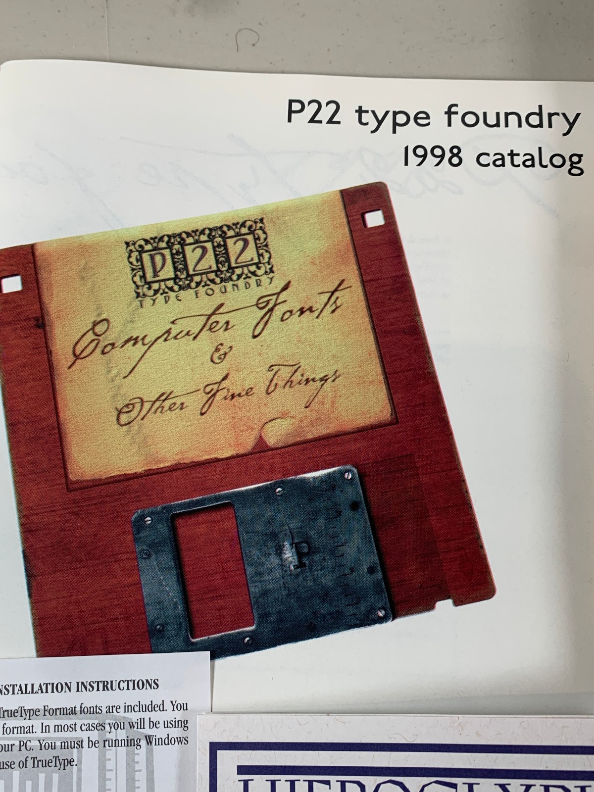 1997 P22 Foundry Hieroglyphic Computer Font Version 2.0 Windows 3.1 or Later