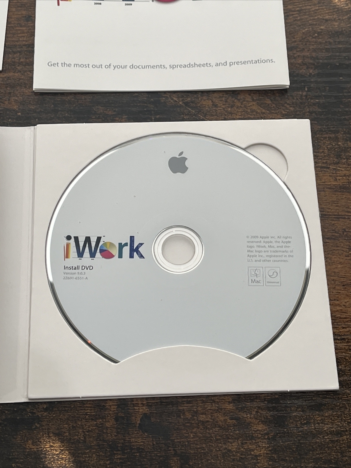 Apple iWork Software v9.0 Retail Install DVD Mac 2009 Disc MB942Z/A Collectible