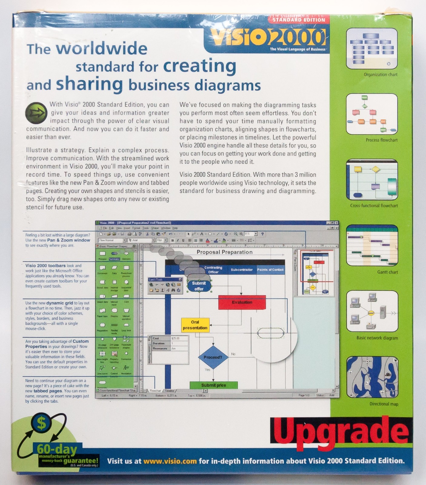VISIO 2000 Standard Edition Upgrade PC CD-ROM software new sealed retail box