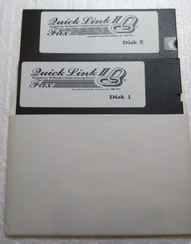 Quick Link II 2 Fax IBM DOS Two 5.25″ Floppy Disks 1992 Retro PC software