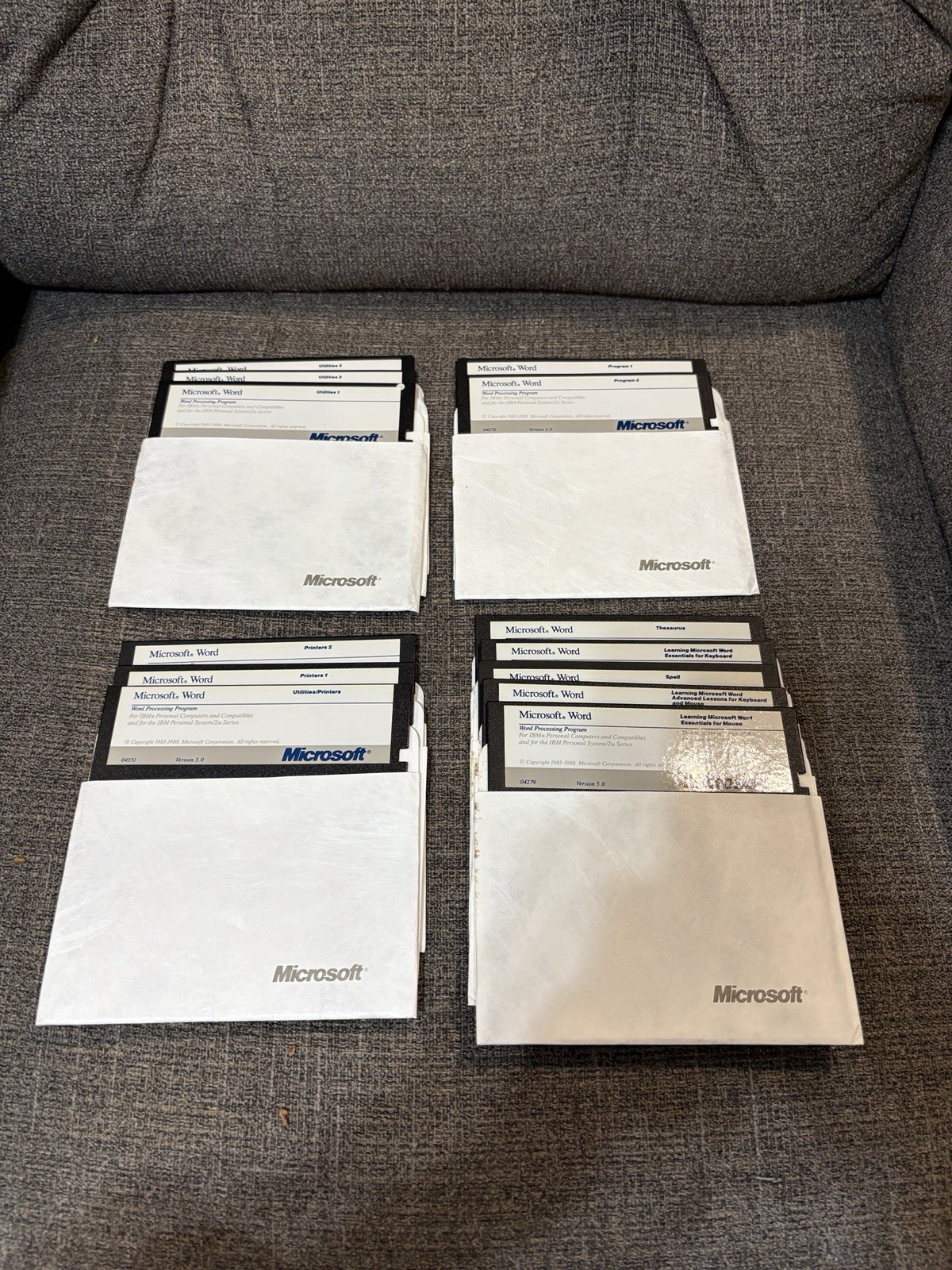 Microsoft Word Version 5.0 1988 5 1/4″ Floppy Disks In Original Box Vintage