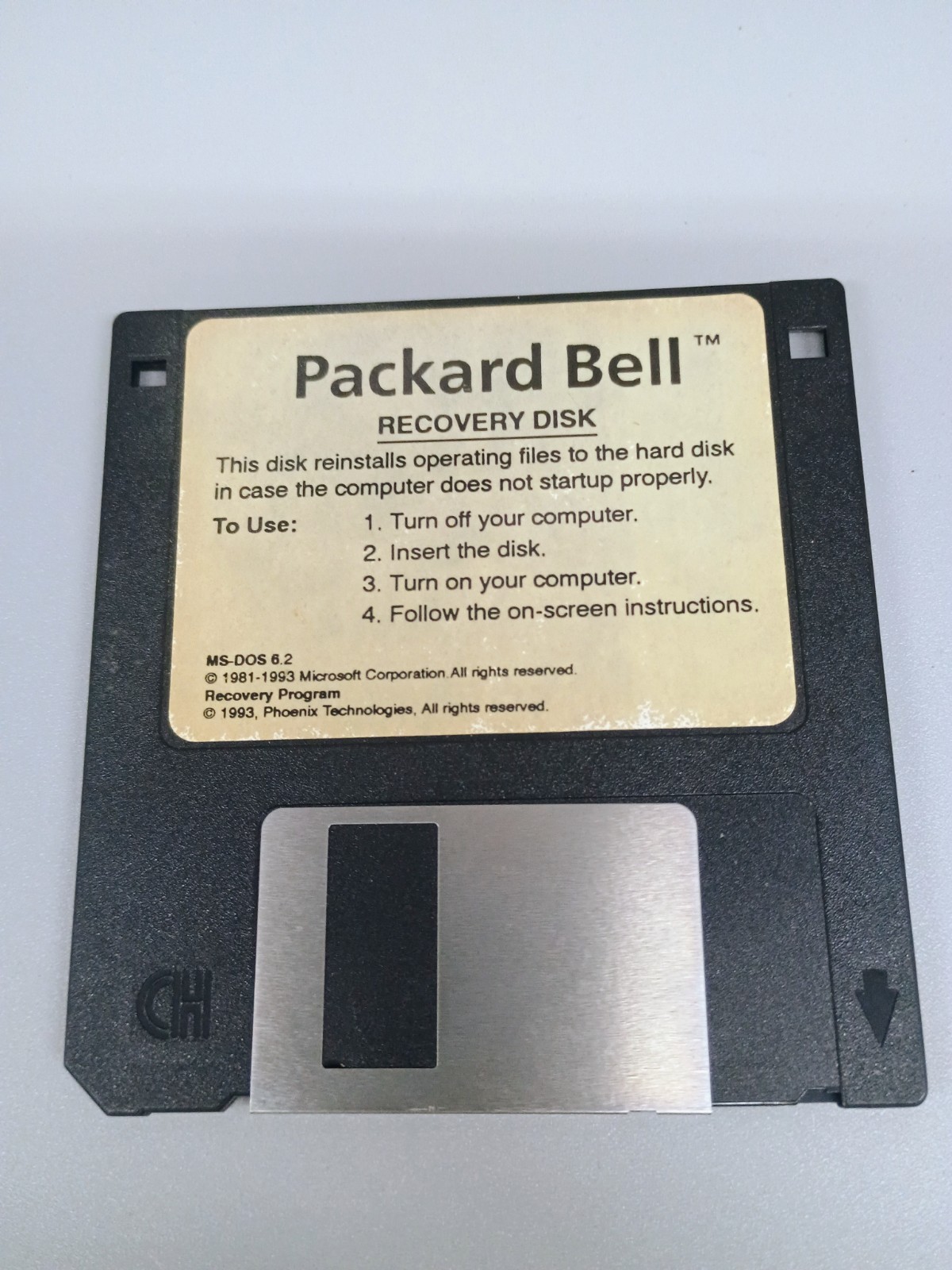Packard Bell Recovery Disk MS-DOS 6.2 Floppy 1993