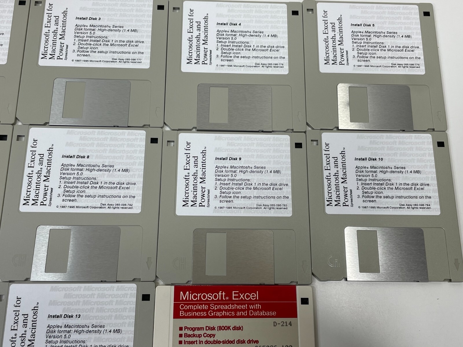 Vintage Microsoft Excel 4.0 Floppy Disks (14-Disks) for Macintosh Software 1985