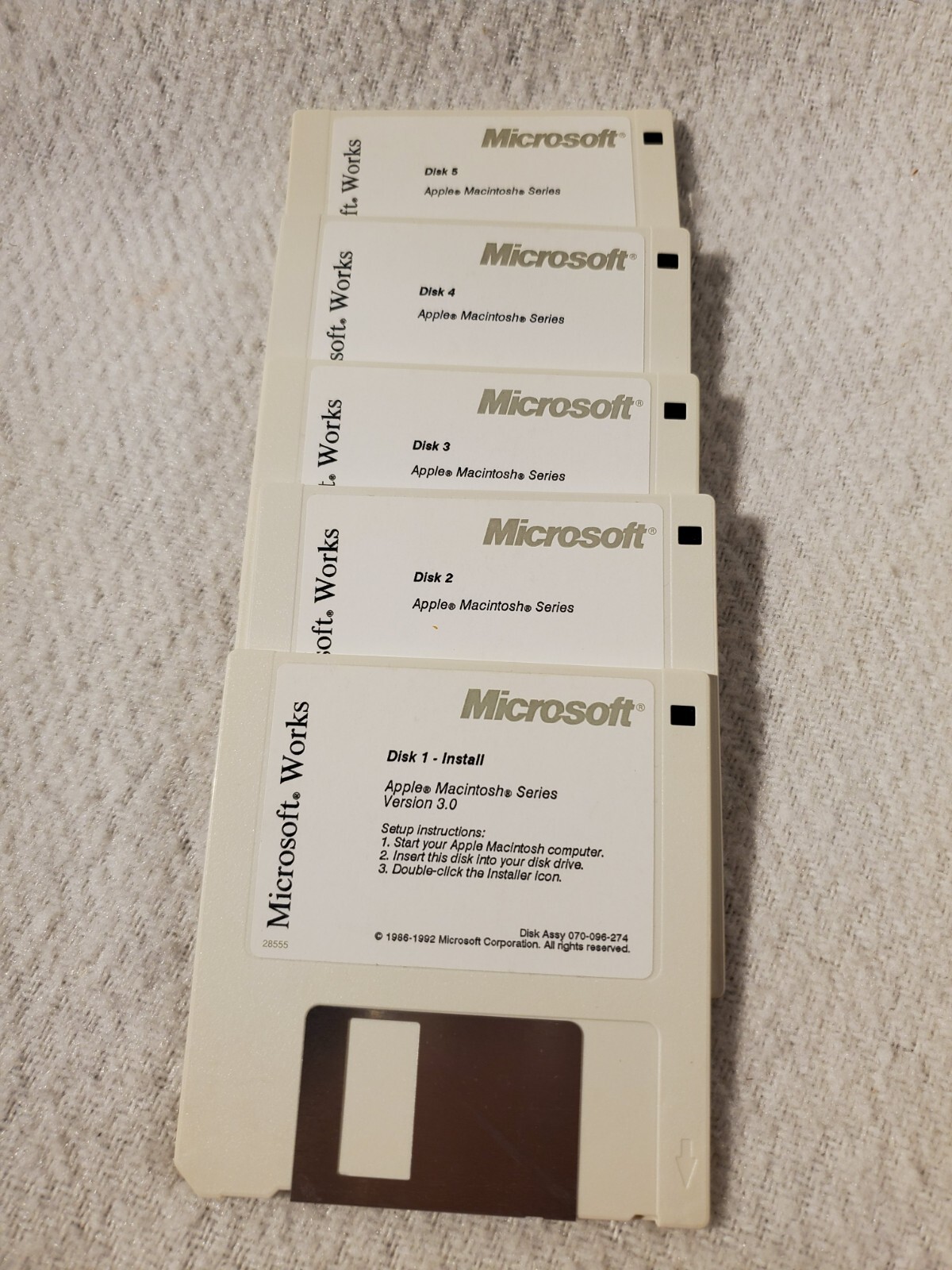 Microsoft Works v.3.0 1992 Apple Macintosh Computer Software 5 3.5″ Floppy Disks
