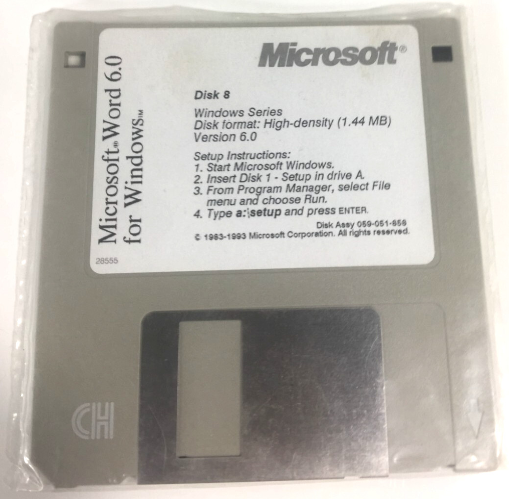 Microsoft Word 6.0 For Windows Version 6.0 | Floppy Disk Set 3.5″ Set of 9