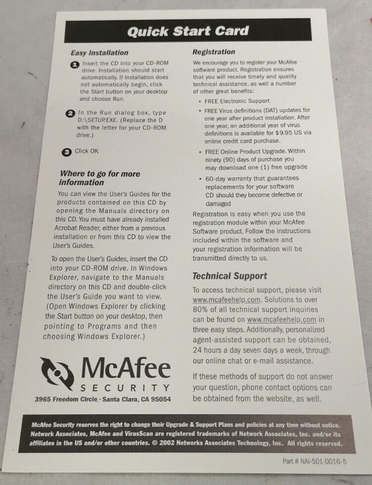 McAfee Virus Scan 7.0 Box Set Software P/N: NAI-595-0003-1