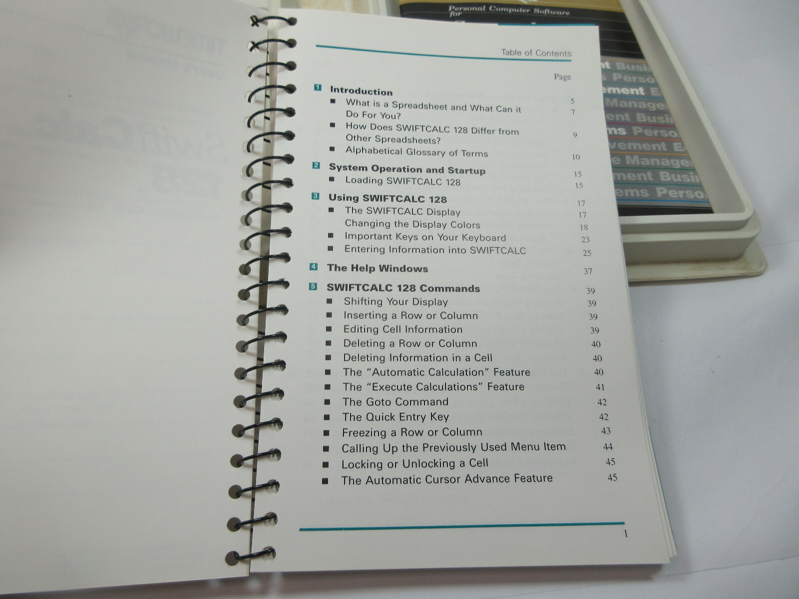 vintage 1983 Timeworks swift Calc 128 software Commodore 128 manual and box