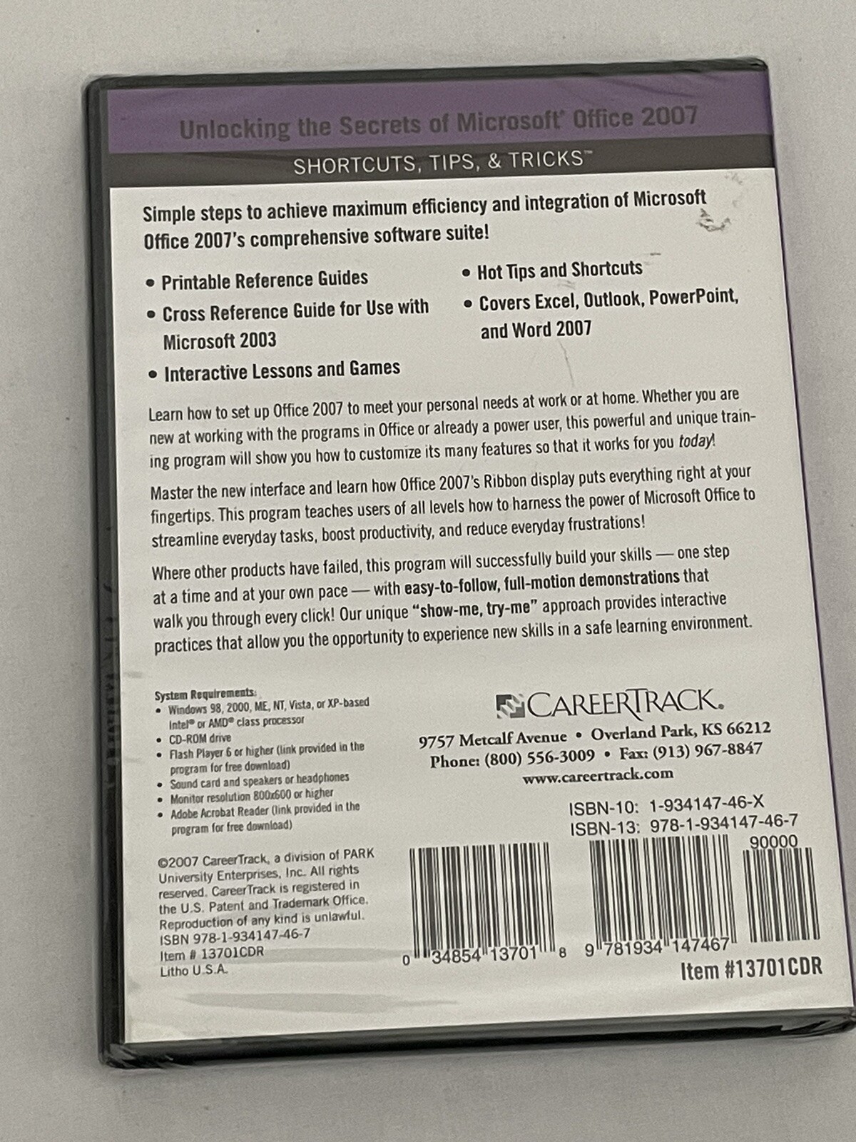 Unlocking the Secrets of MICROSOFT OFFICE 2007 CD-ROM Shortcuts New Sealed 0823