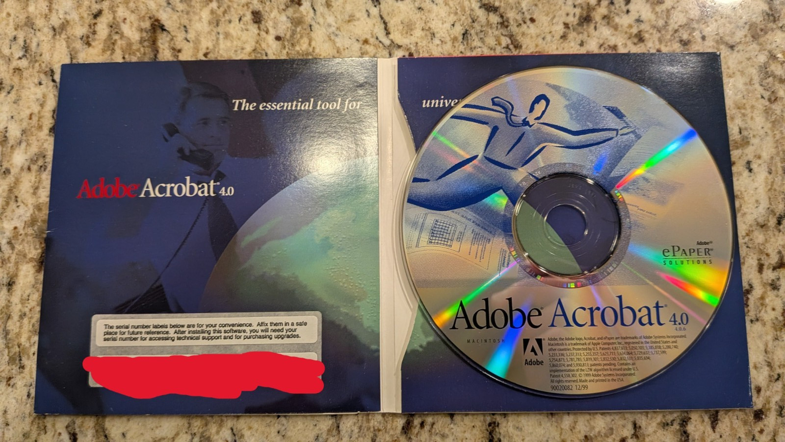 Adobe Acrobat 4.0 for Macintosh CD and sleeve With Serial Number