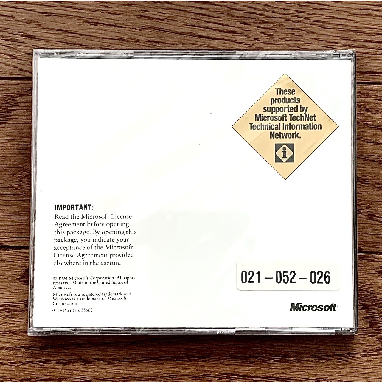 Microsoft Office 1994 Standard (Part No.55662) CD ROM in Original Sealed Case.