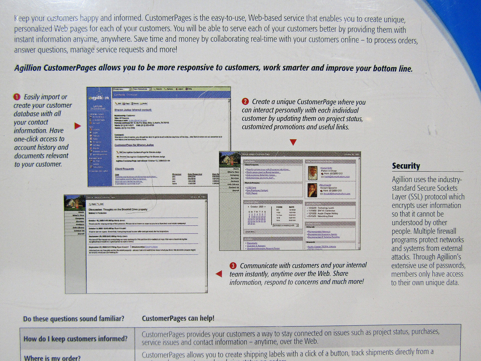 AGILLION Customer Pages Internet Based Application – Serving Customers Online