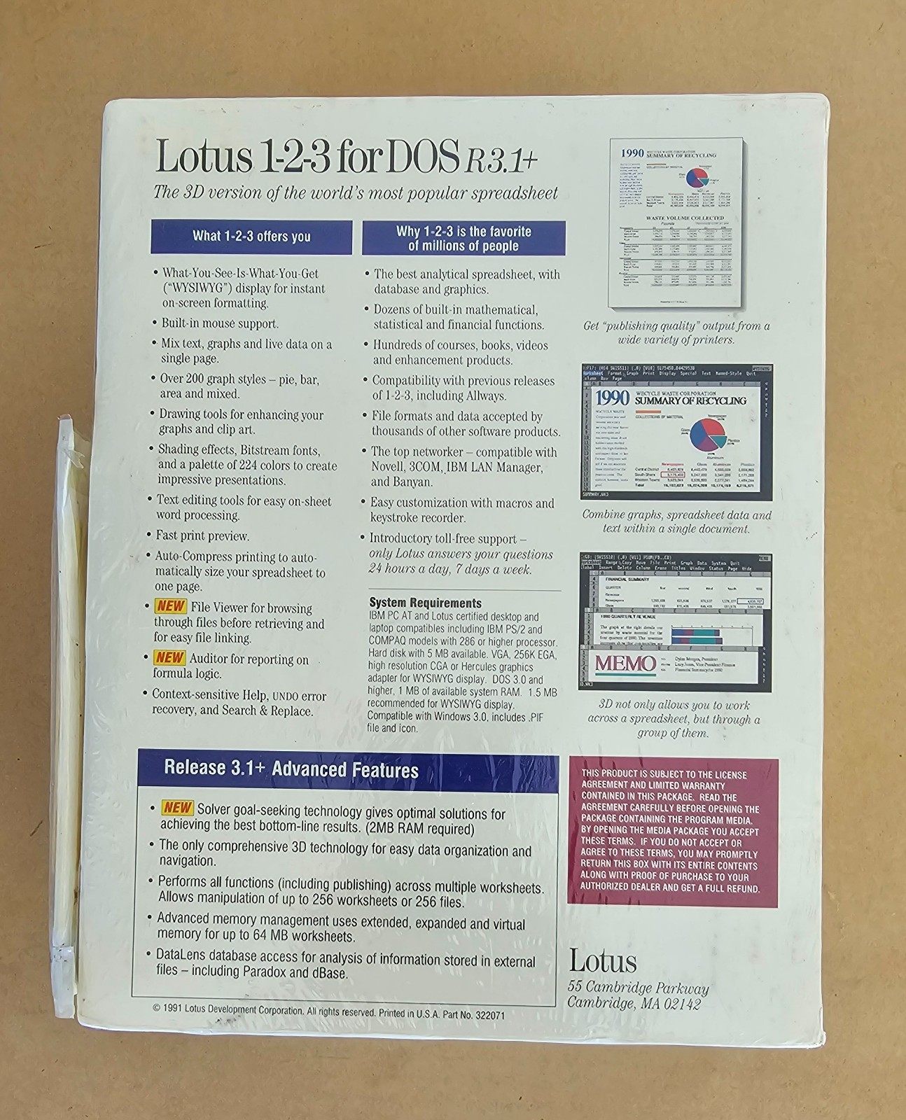 Vintage Lotus 123 Release 3.1+ for DOS, UPGRADE, New/Sealed IOB