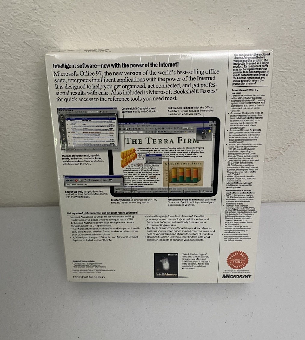 Sealed Microsoft Office 97 Professional Edition Software 1997 NEW Promotional