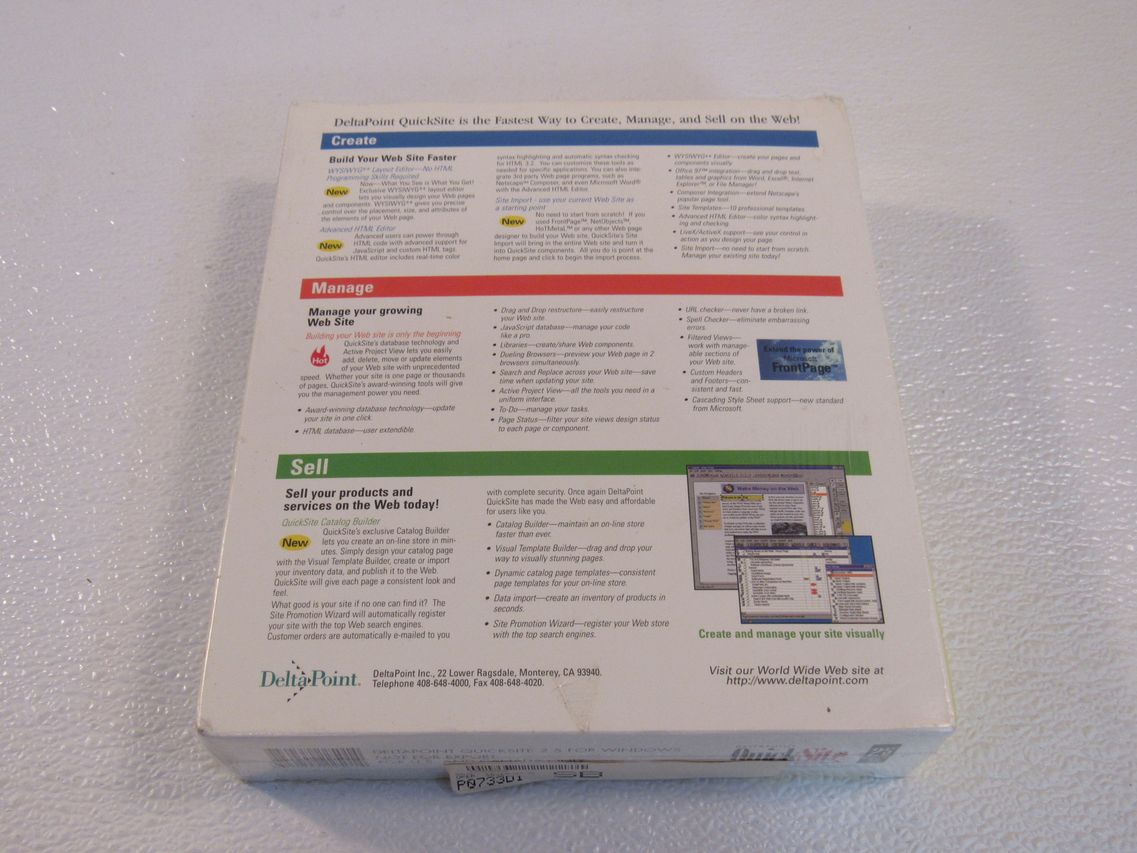 Deltapoint QuickSite 2.5 Sell On The Web Windows 95 NT 4.0 152265 Vintage