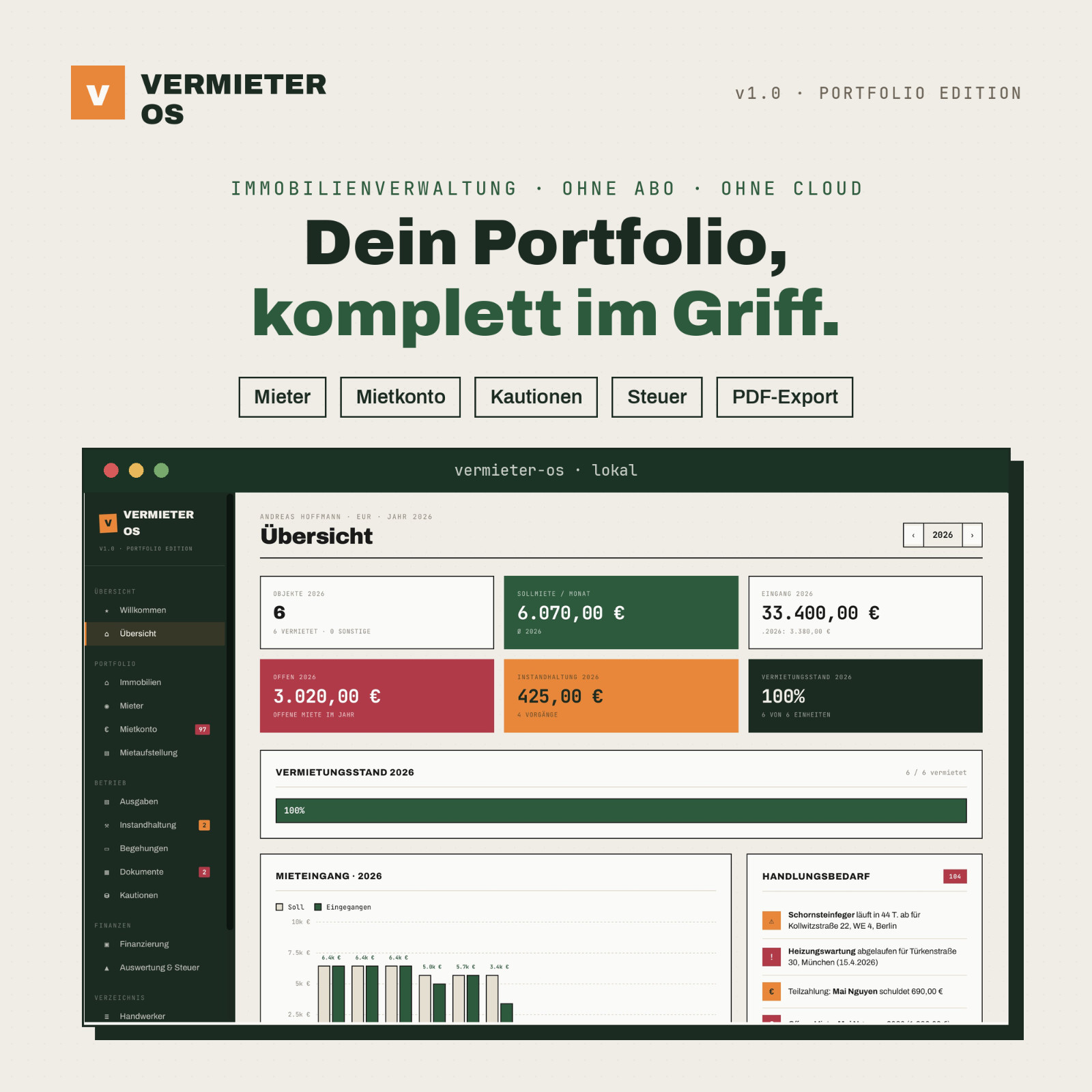 Landlord OS Software (German) | Rental Management, Utilities, Rent, Real Estate
