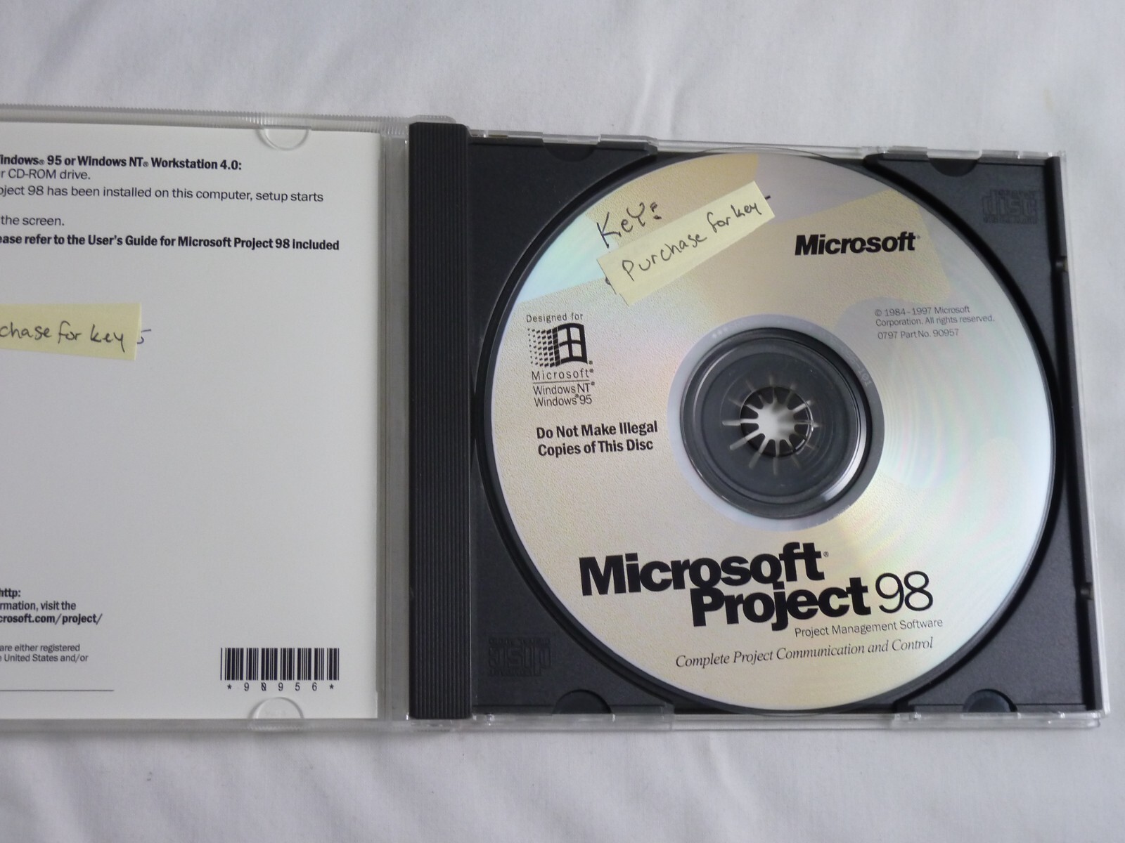 Microsoft Project 98- Management PC CD with Case