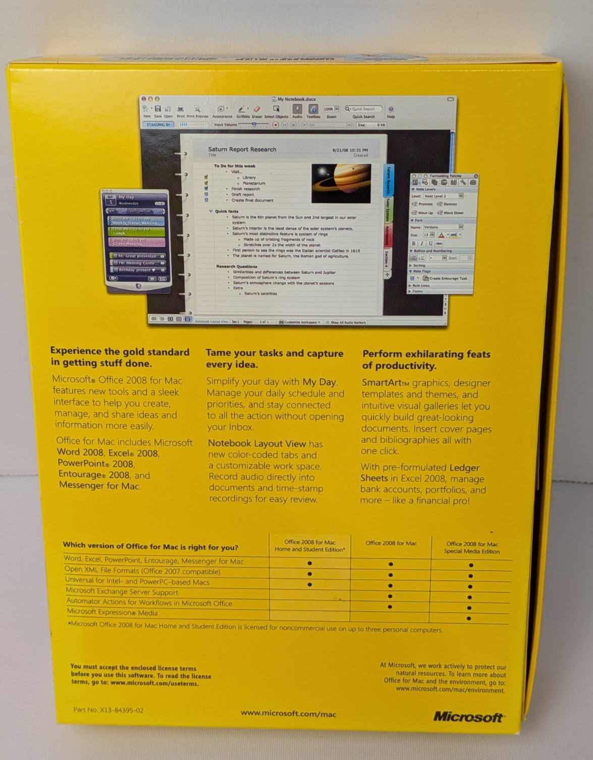 Microsoft Office 2008 for Mac – Home & Student Edition Retail – CD & Serial No
