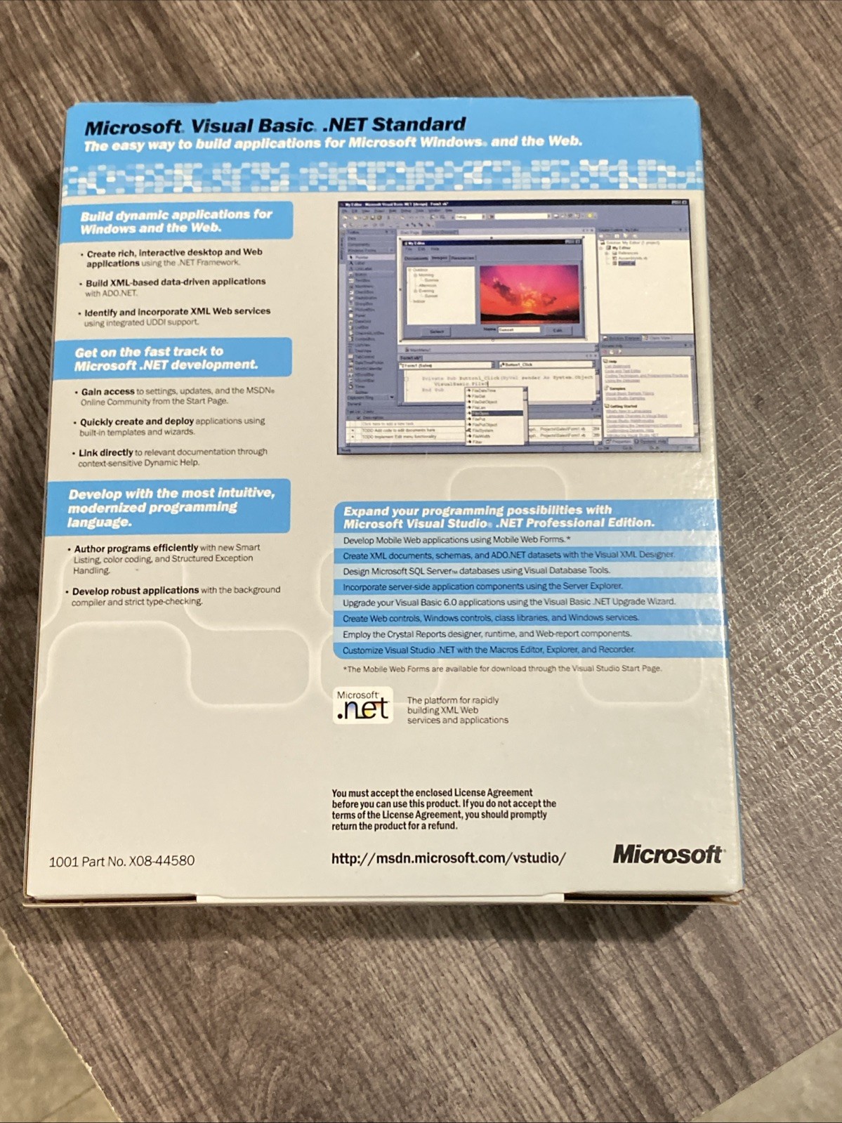 Microsoft Visual Basic .net Standard 2002 Open Box Complete