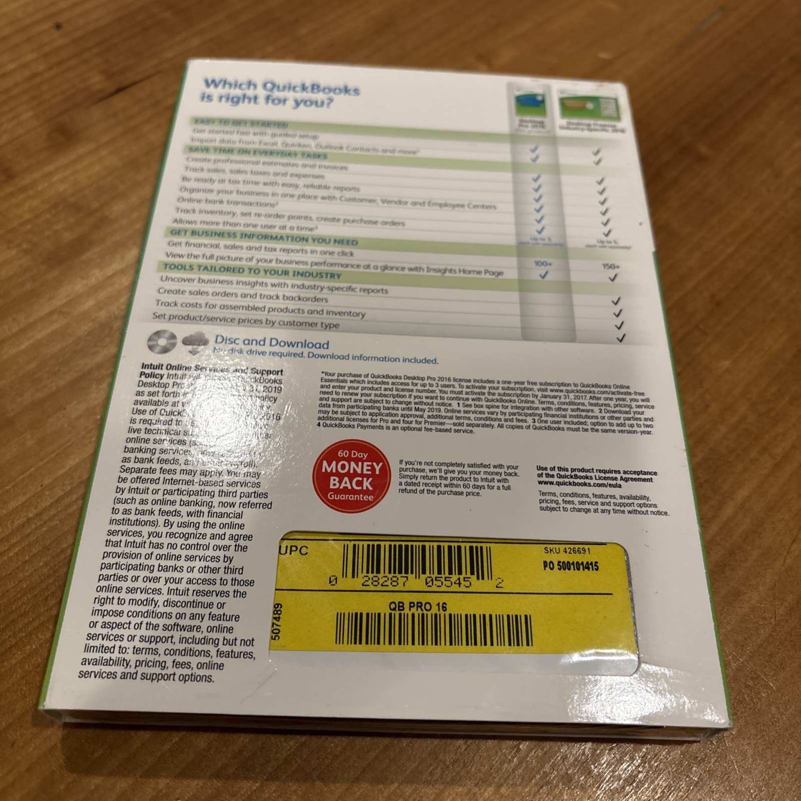 New Sealed Quickbooks Pro 2016 Desktop For Windows Retail Version Intuit