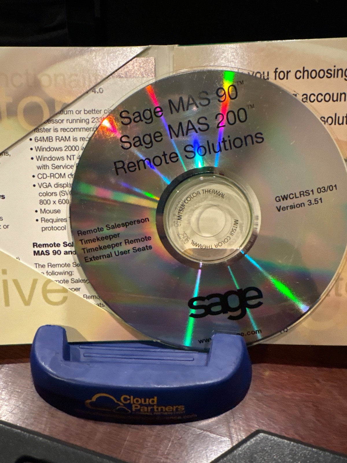 BRAND NEW SEALED Remote Solutions 3.51SAGE MAS90/200. Sales person, Timekeeper+