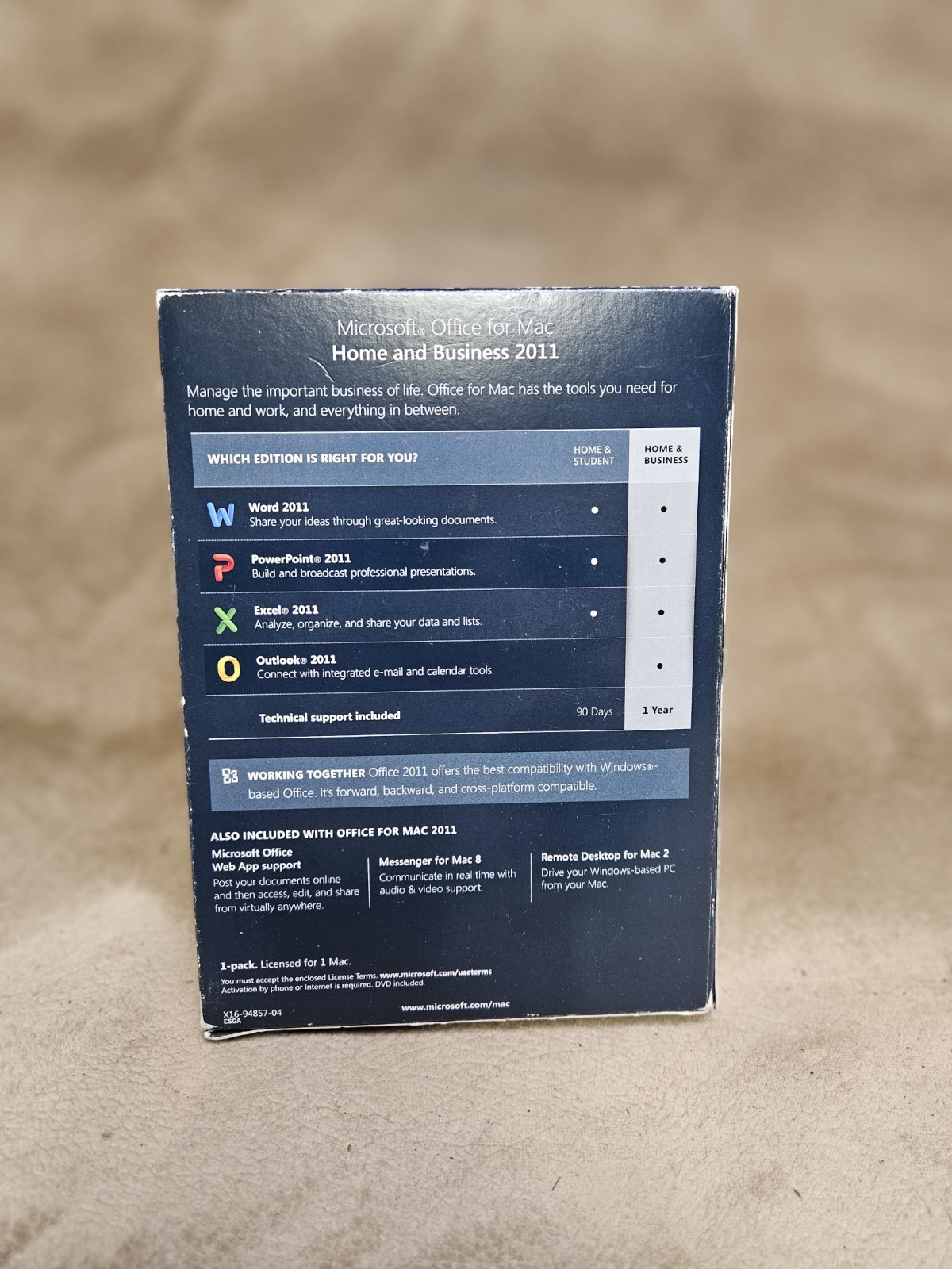 Microsoft Office For Mac Home And Business 2011 – 1 User/1 Install (W6F-00076)