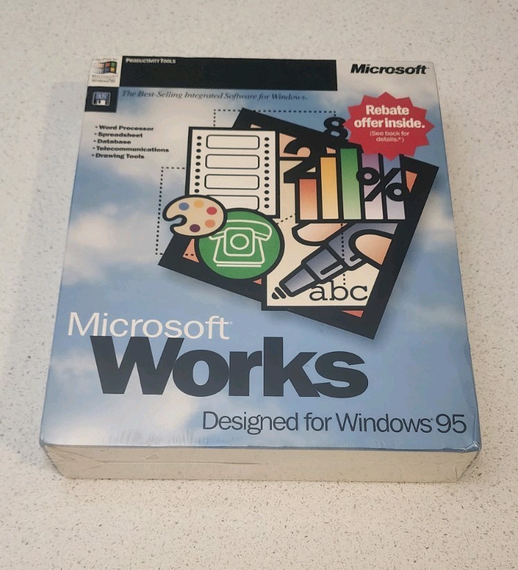 **NEW SEALED* *Microsoft Works Windows 95 – Original Vintage Software