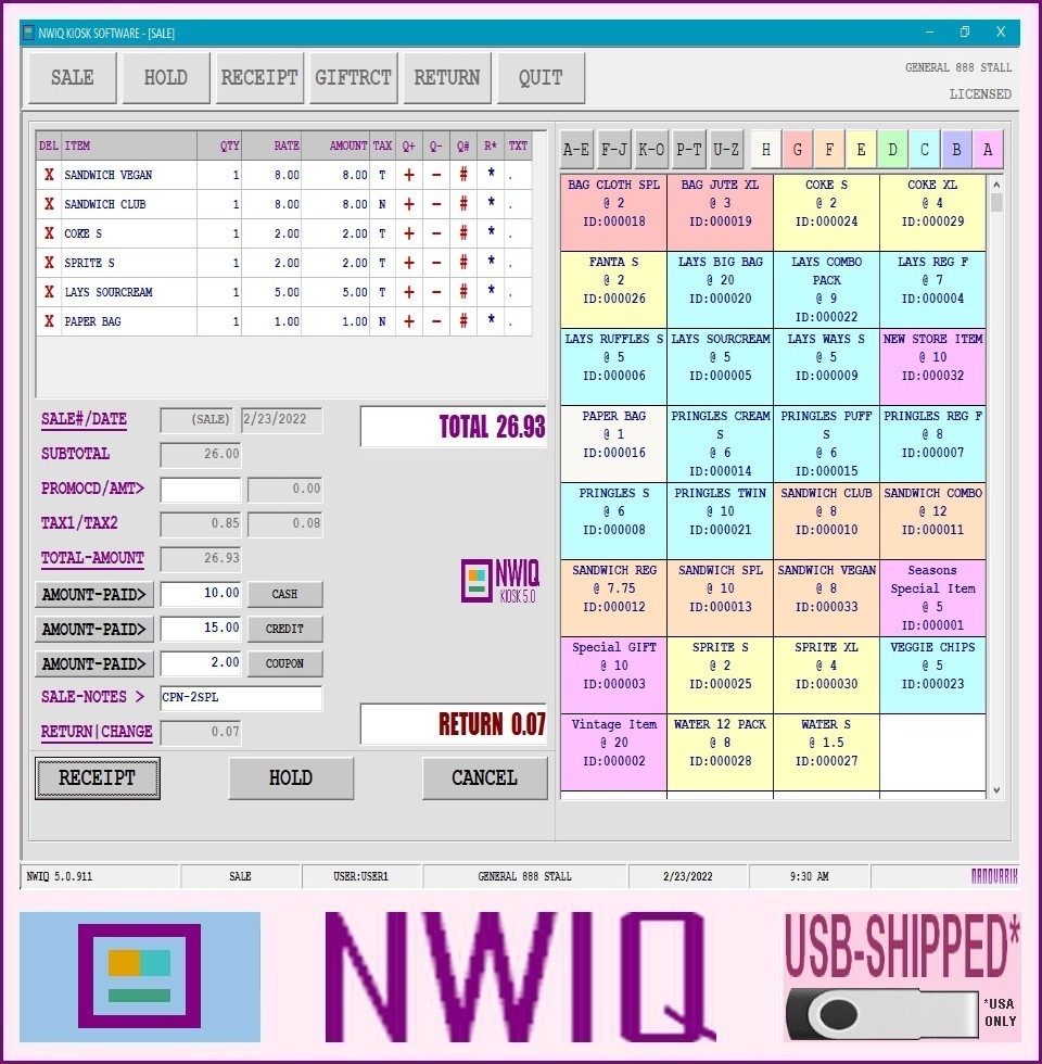 NWIQ Point Of Sale Software – Booth Inventory Billing