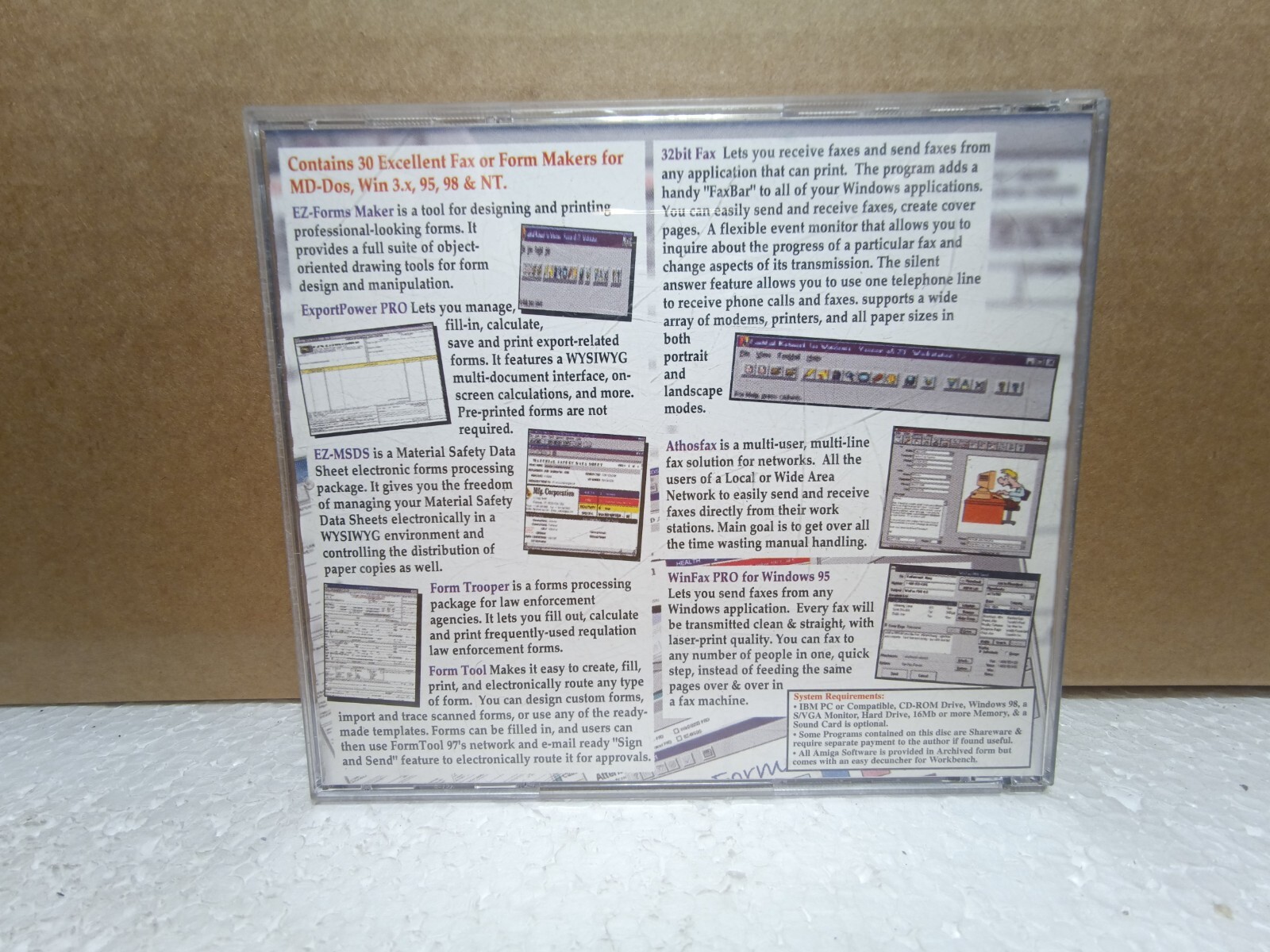 Forms & Faxs CD-ROM PC DOS Windows 3.1 95 98 NT Form Maker Fax Utility NOS