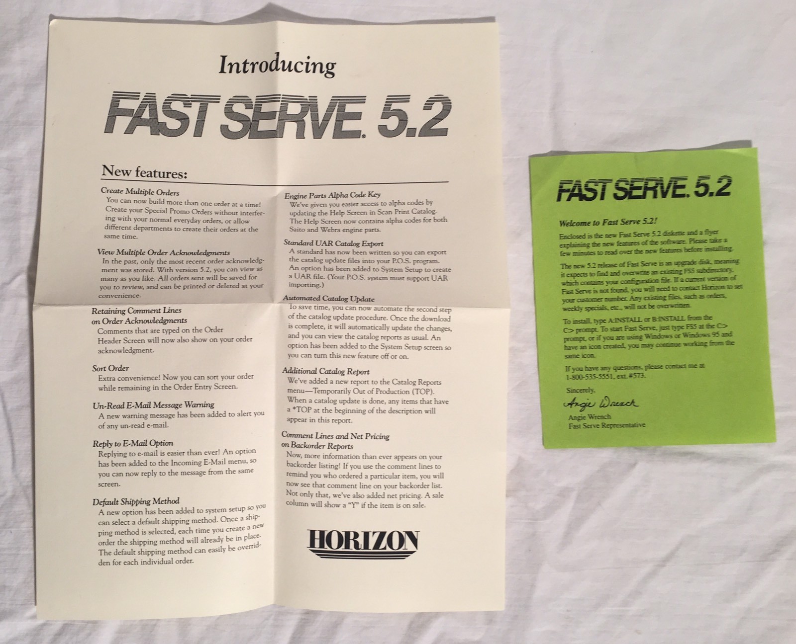Vintage Horizon Hobby FAST SERVE 5.2 Business Software DOS 3.5″ Disk In Envelope