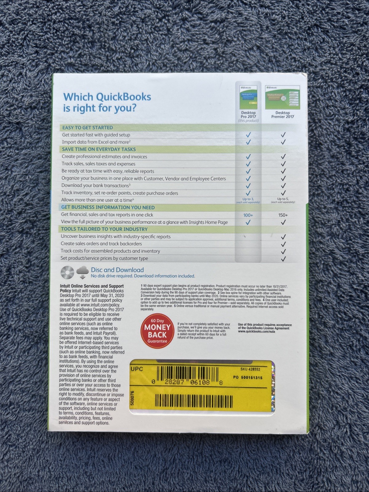 Intuit Quickbooks Desktop Pro 2017 (Windows PC) Small Business Accounting SEALED