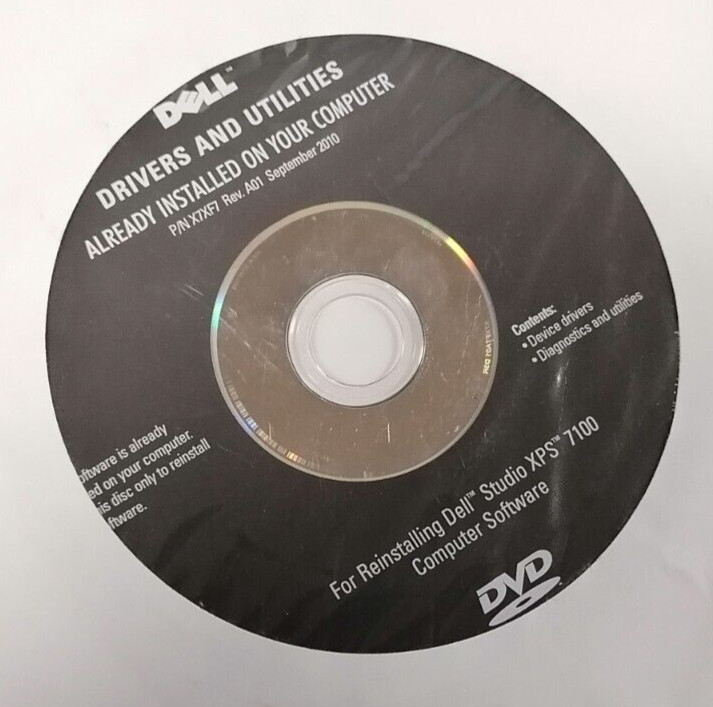 Dell Studio XPS 7100 Drivers And Utilities Install Disc P/N: X7XF7