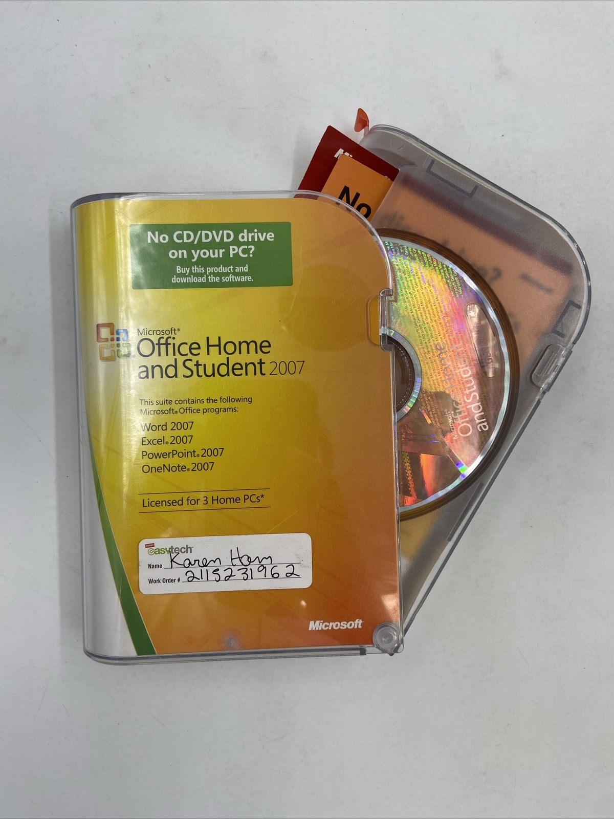 Microsoft MS Office 2007 Home and Student Disc and Product Key In Original Case