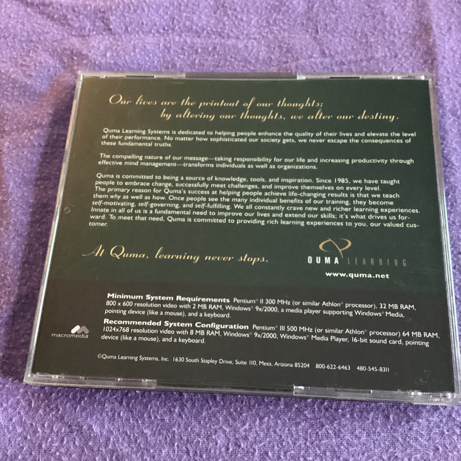 Quma Learning Systems – The Ownership Spirit (CD-Rom 2001) Interactive Seminar
