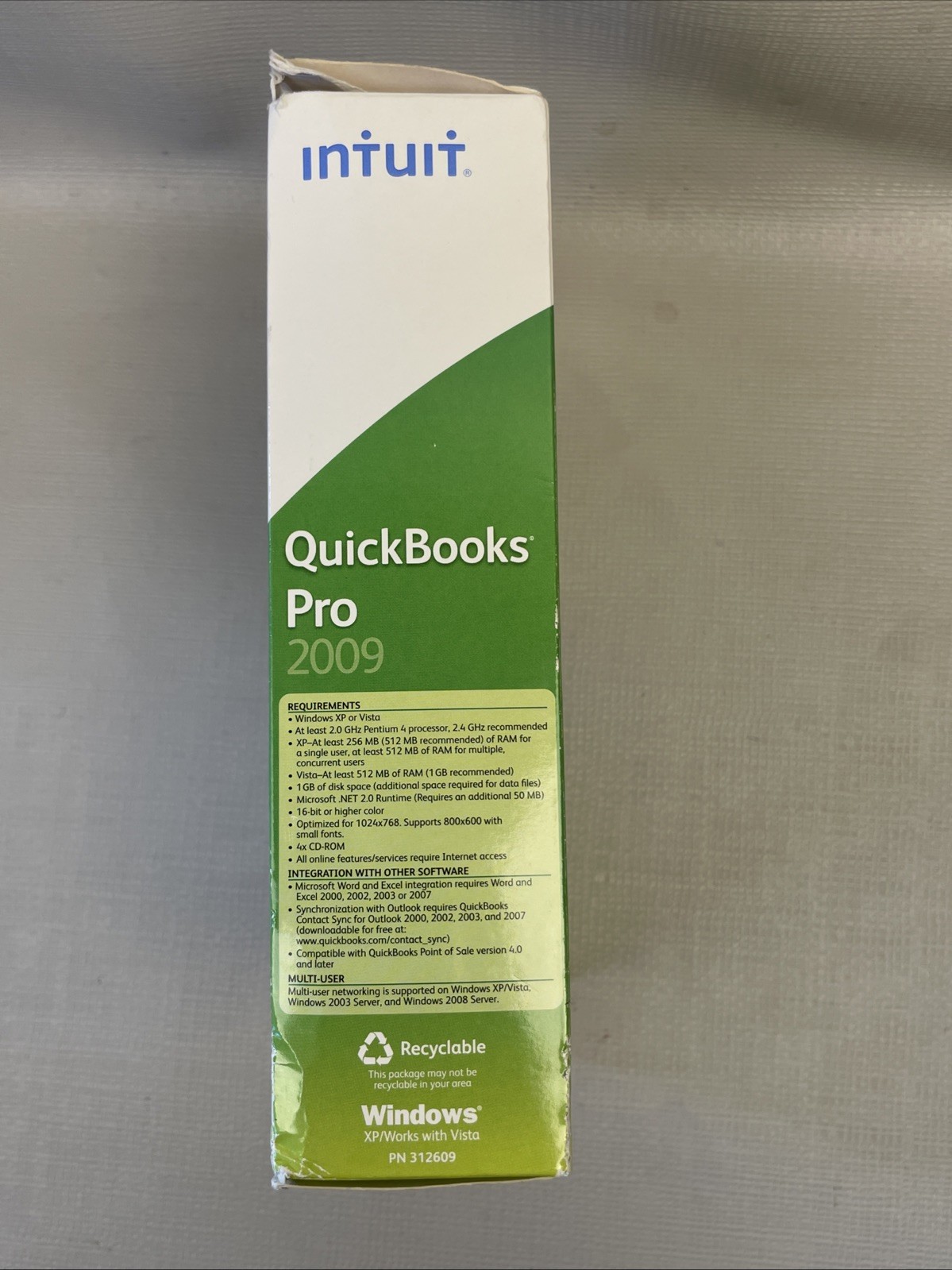 Intuit QuickBooks Pro 2009 Accounting Software Windows Complete W/ Manuals & Key