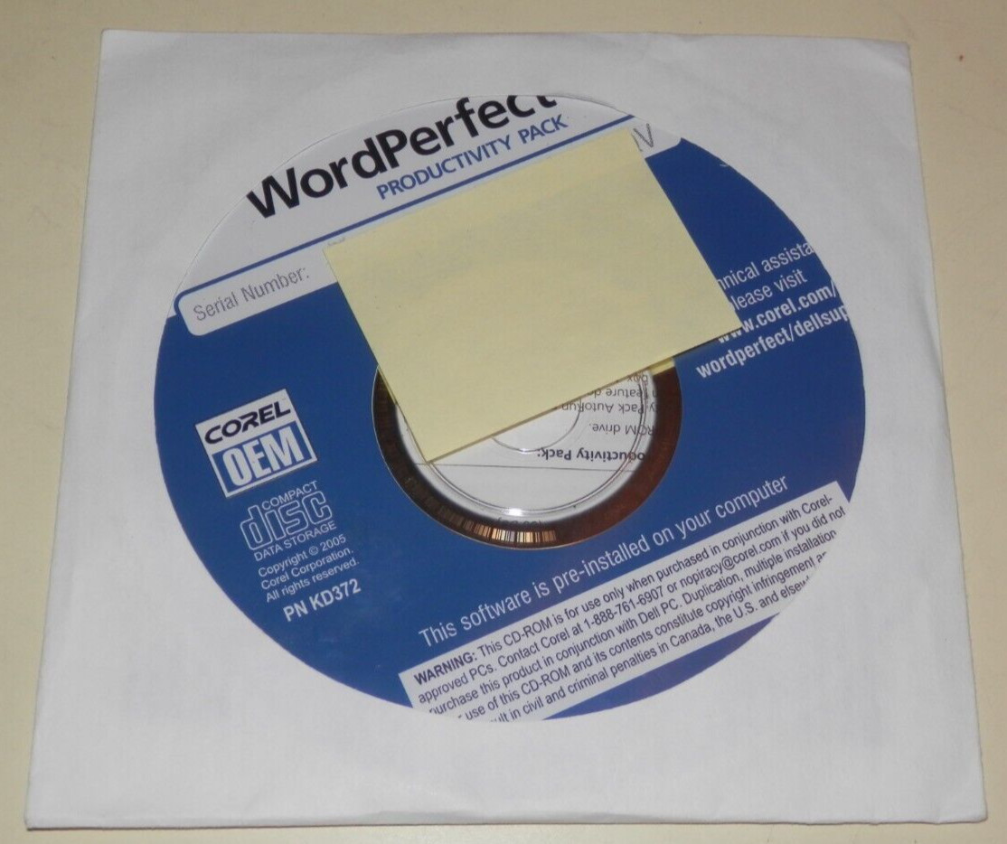 Corel WordPerfect Productivity Pack 2005 PN KD372 980361 Sealed