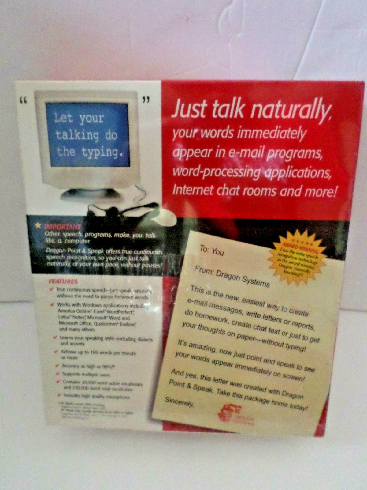 Point and Speak Dragon Systems True Continuous Speech Recognition Windows