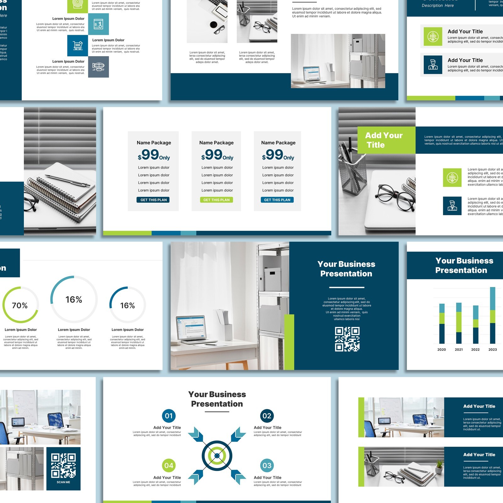Modern PowerPoint Template 2025 – Minimalist Business & Blue Green Slides
