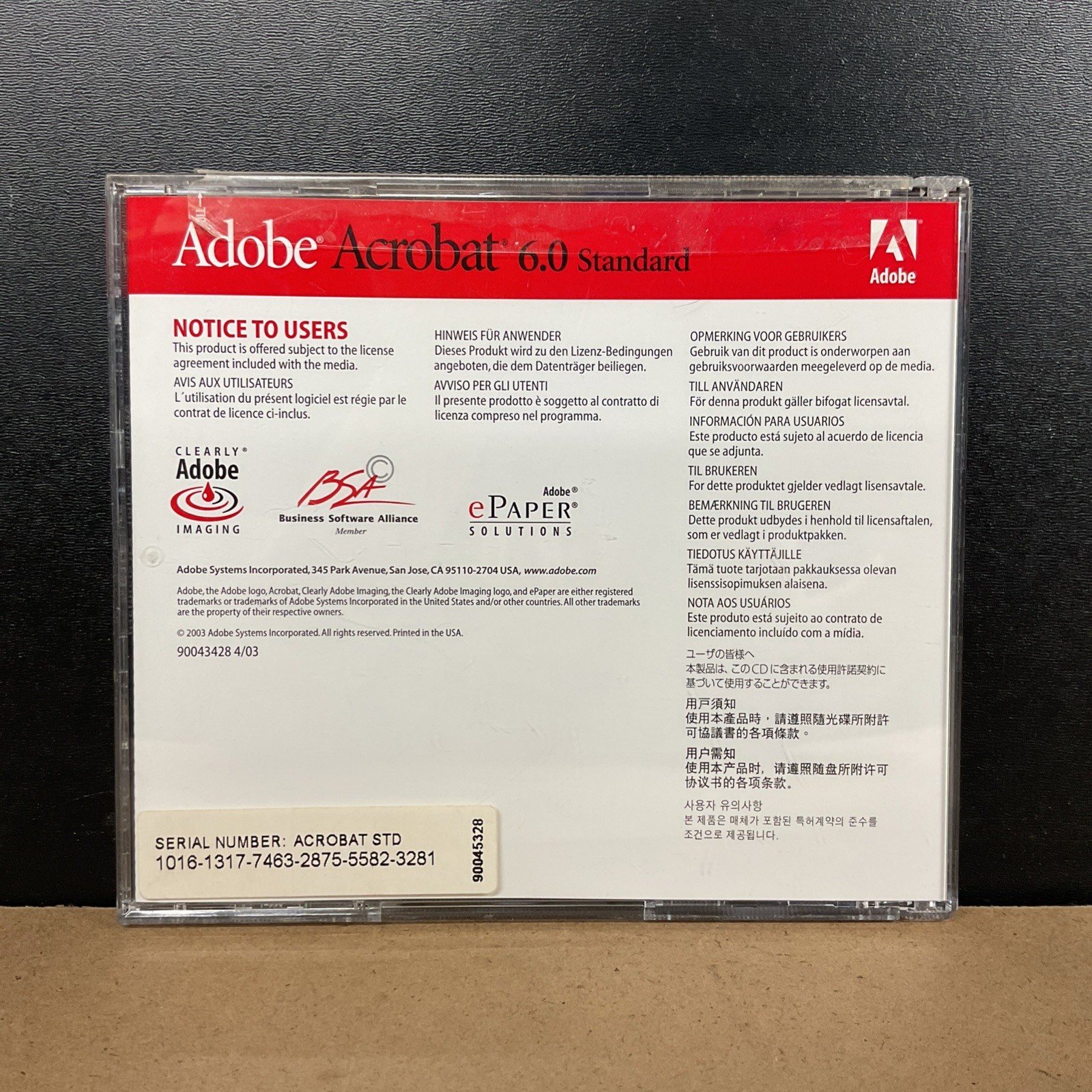 Adobe Acrobat 6.0 Standard 90046061 Windows CD w/ OEM Serial Number
