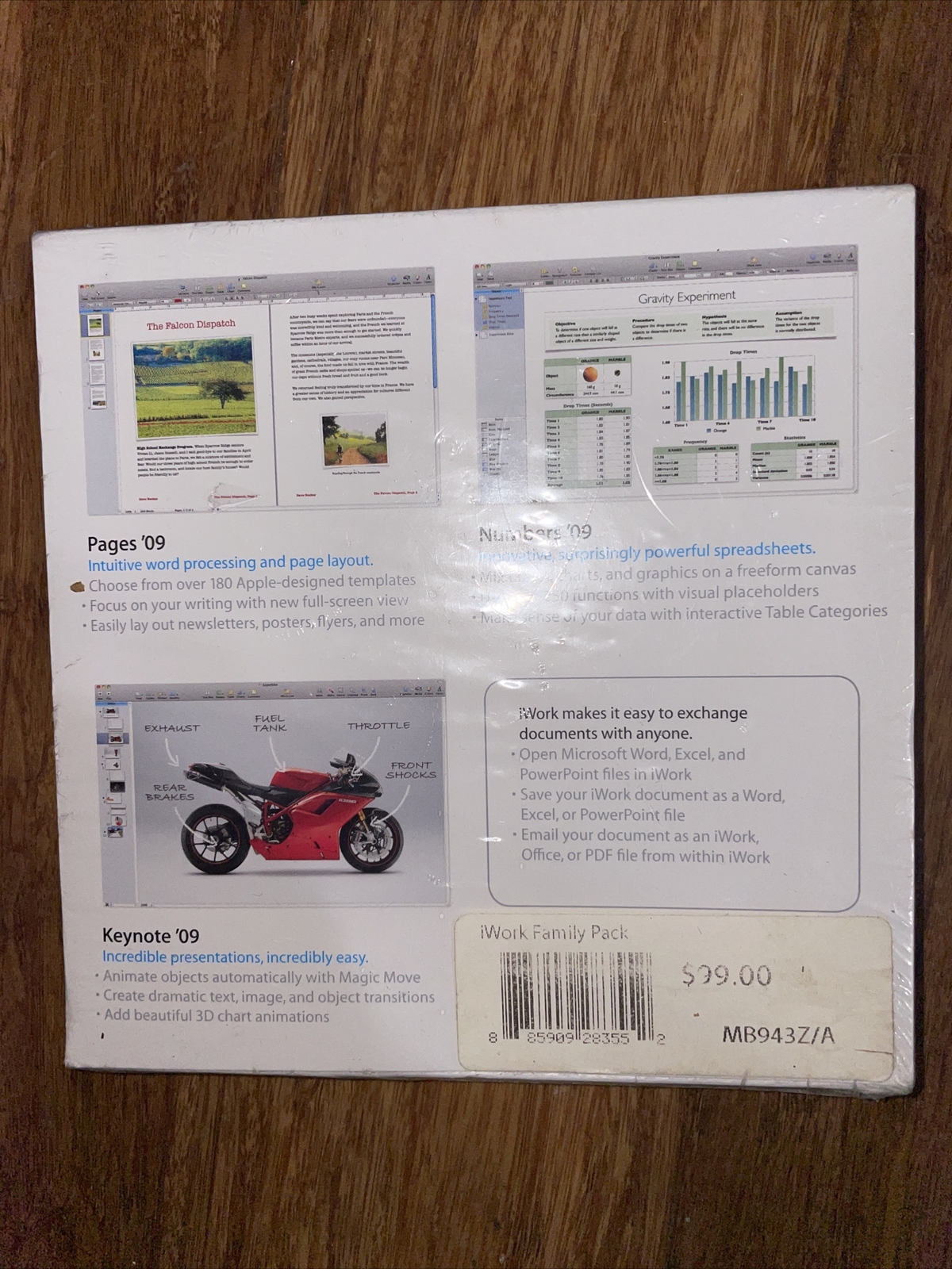 Apple iWork 09 Mac DVD-ROM Family Pack – MB943Z/A) New – Sealed + I Ship Faster