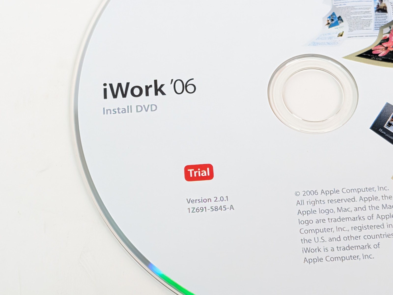 Apple iWork ’06 Create Present Publish W/Style Trial Version 2.0.1 1Z691-5845-A