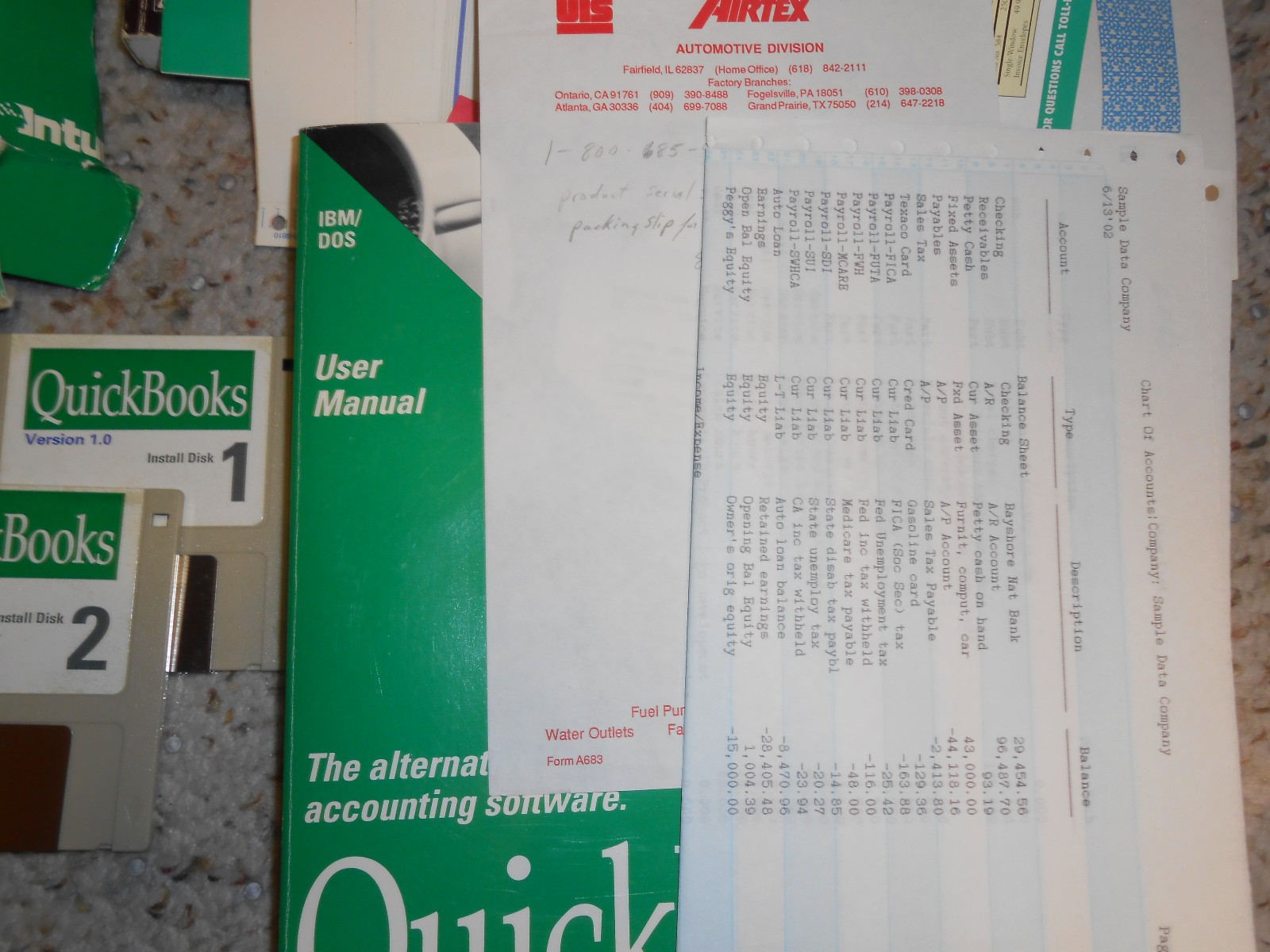 QuickBooks Version 1.0 Software 5.25″ 5 1/4″ & 3.5″ Floppy Disks MS-DOS, TESTED