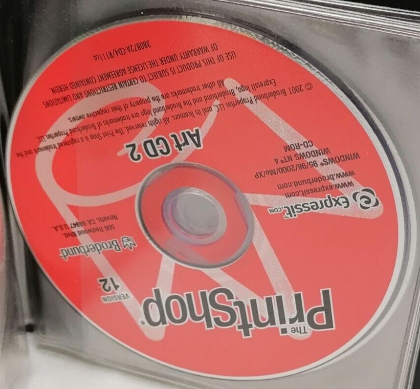 Vintage 2001 Broderbund The Printshop Version 12 Disk Set P/N:385016-FI