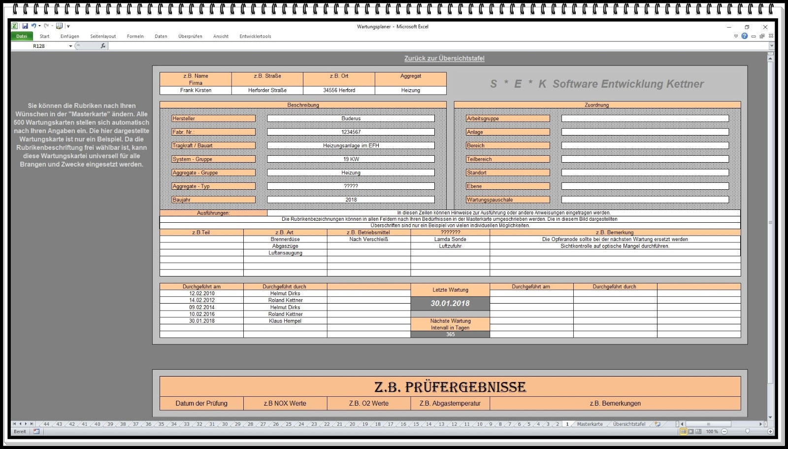 Maintenance Book Maintenance Manager Maintenance Journal Test Log Maintenance Document