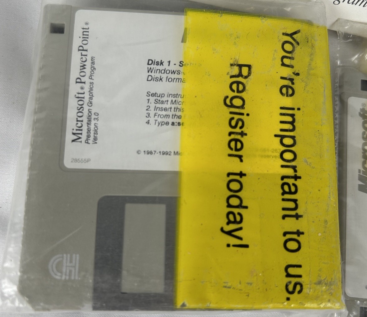 Microsoft Powerpoint Version 3.0 Windows Sealed 3.5″ Floppy Disk With Handbook