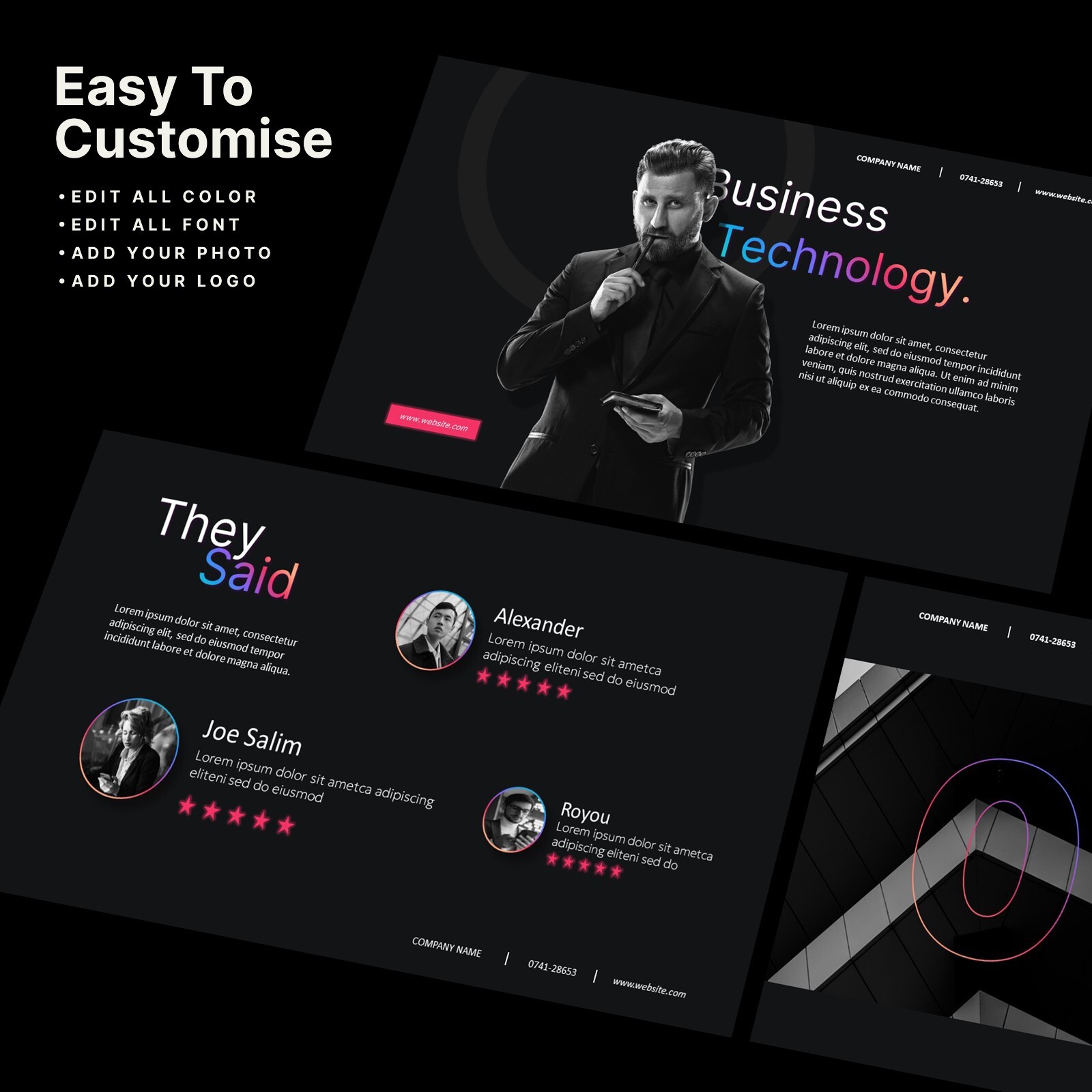 Minimalist Black PowerPoint Template – Modern & Professional Design for Business