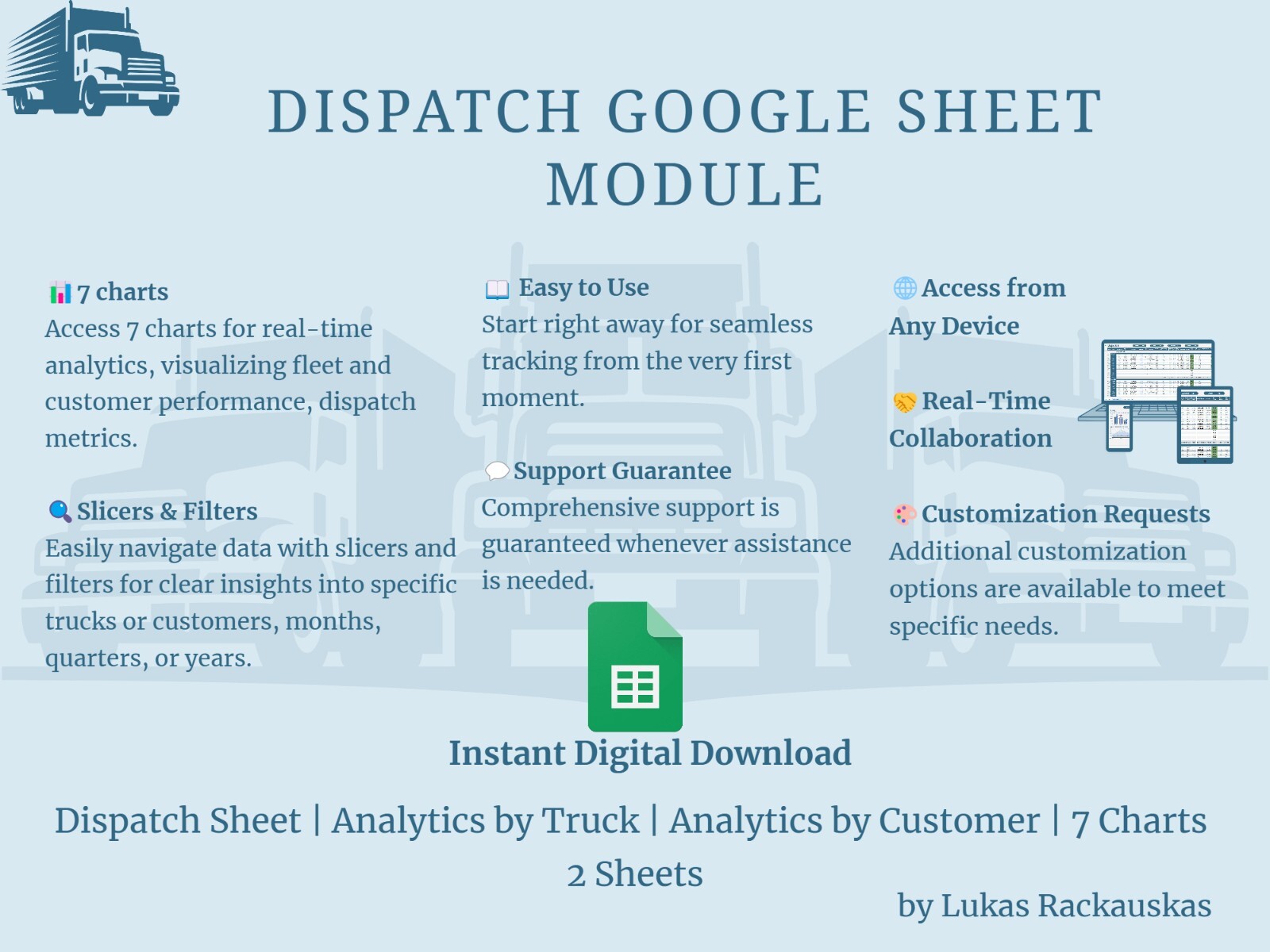 Dispatch Google Sheet for Dispatchers, Trucking Companies